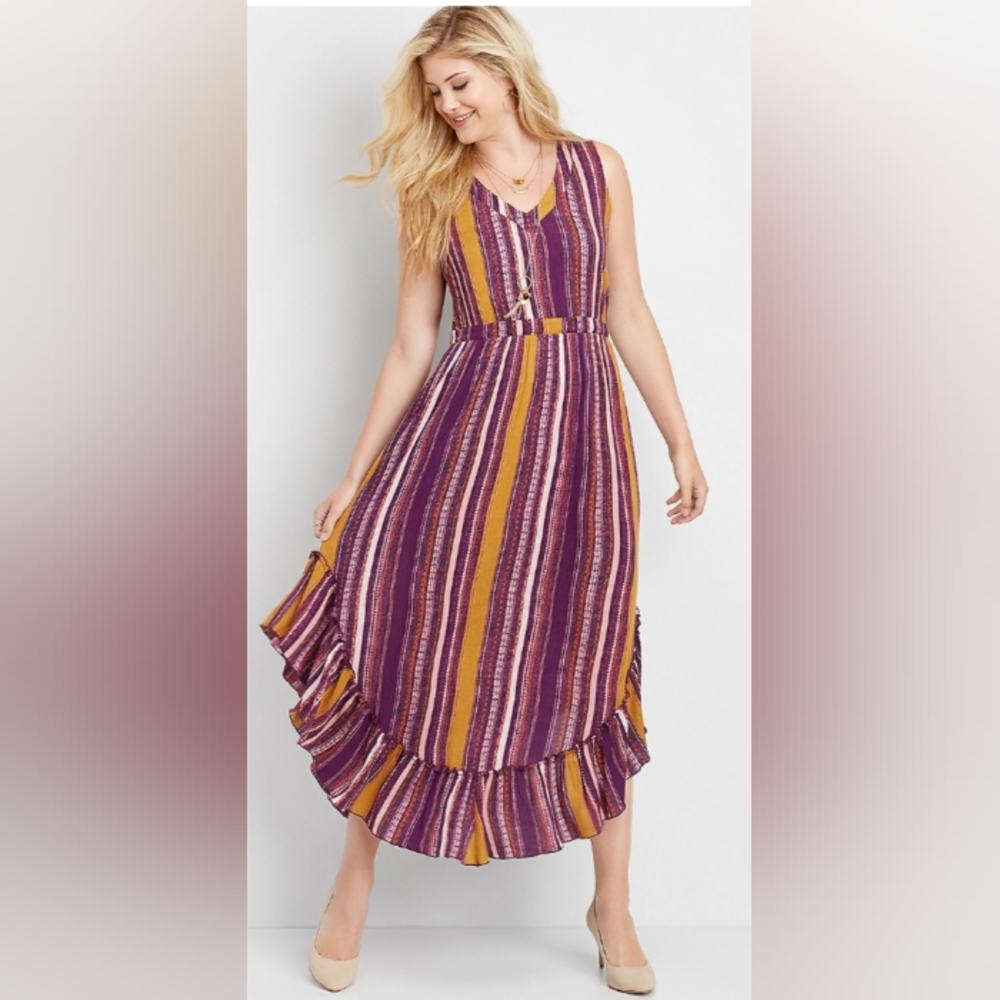 Maurices Women's Stripe High Low Maxi Dress